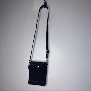 Coach Black Crossbody Bag Signature Jacquard Fabric Slender
